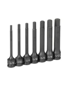 GRE1247H image(0) - Grey Pneumatic 3/8" Dr. 7 Pc.  4" Length Fractional Hex Driver Set