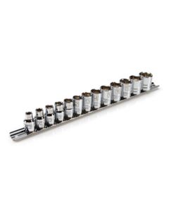 JSP78528 image(0) - J S Products 13-Piece 3/8-Inch Drive Shallow Depth 6-Point Metric Chrome Socket Set