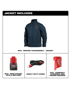 MLW204BL-213X image(7) - Milwaukee Tool M12 Heated TOUGHSHELL Navy Blue Jacket Kit, 3X