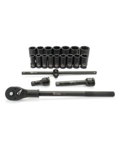 TIT44002 image(0) - Titan 20 pc. 3/4 in. Dr 6 pt. Metric Impact Socket Set