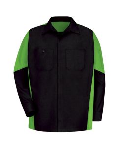 VFISY10BL-RG-S image(0) - Workwear Outfitters Men's Long Sleeve Two-Tone Crew Shirt Black/ Lime, Small