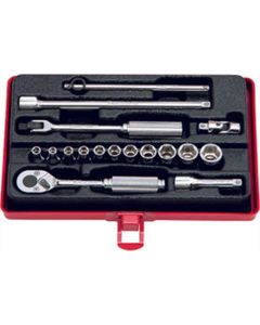 KKN2261M image(0) - Ko-ken USA 2261M 1/4 Sq. Dr. 17 Piece Metric 6-Point Socket Set  4-12mm