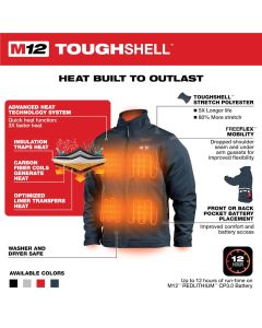 MLW204BL-21M image(9) - Milwaukee Tool M12 Heated TOUGHSHELL Navy Blue Jacket Kit, M