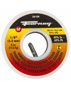 Forney Industries Solder, General Purpose Repair, Solid Core, 1/8 in, 4 Ounce