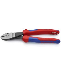 KNP7422200TBKA image(0) - KNIPEX HIGH LEVERAGE ANGLED DIAGONAL CUTTING PLIERS