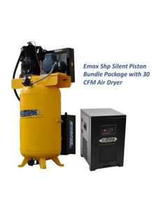 EMXESP05V080I3PK image(0) - EMAX EMAX Silent Industrial Plus 5 HP 3- Phase 2-Stage 80 Gal. Vertical Compressor with 30 CFM Dryer Bundle-With Pressure Lube Pump