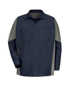 VFISY10CR-RG-M image(0) - Workwear Outfitters Men's Long Sleeve Two-Tone Crew Shirt Charcoal/Royal Blue, Medium