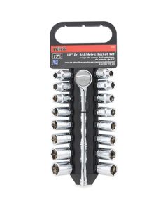 TIT18182 image(0) - TITAN SOCKET SET 1/2" DR 17PC SAE/MM