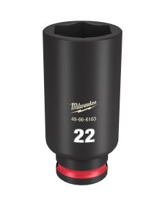 MLW49-66-6163 image(1) - Milwaukee Tool SHOCKWAVE Impact Duty  3/8"Drive 22MM Deep 6 Point Socket