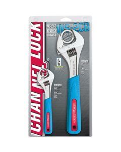 CHAWS-2CB image(0) - Channellock 2PC Adjustable Wrench [806W/810W] Display w/Blue Handle