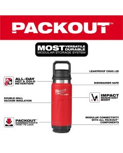 MLW48-22-8396R image(2) - Milwaukee Tool PACKOUT 24oz Insulated Bottle with Chug Lid