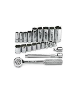 SKT4551 image(0) - S K Hand Tools TOOL SET 3/8IN. DR 21PC SAE STD/DEEP 12PT W/RATCH