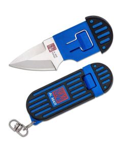 SUNAMK1001BKBLBL image(0) - SUNEX Al Mar Stringer D2 Wedge Blade Keychain Knife in Blister Card - Blue/Black