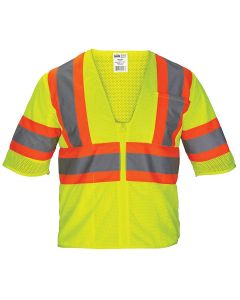 SAS690-2218 image(0) - Class-3 Mesh Yellow Safety Vest w/ Front Zipper, M