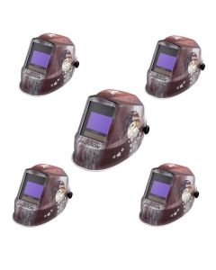 JCK47103-5PK image(0) - Jackson Safety Jackson Safety - Quantity 5 Pack - Welding Helmet - Auto Darkening - Nylon - 3.94" x 2.36" Viewing Area - Shade 4/5-13 Variable ADF 1/1/1/1 - 370 Speed Dial Headgear - Freedom Graphics