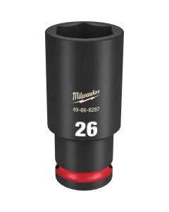 MLW49-66-6287 image(0) - Milwaukee Tool SHOCKWAVE Impact Duty  1/2"Drive 26MM Deep 6 Point Socket