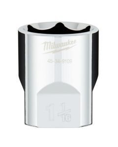 MLW45-34-9109 image(0) - Milwaukee Tool 1/2" Drive 1-1/16" SAE  6-Point Socket with FOUR FLAT Sides, Vanadium Steel, Chrome