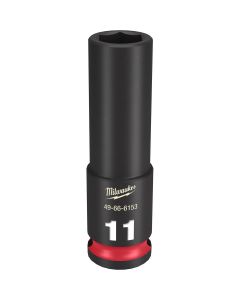 MLW49-66-6153 image(0) - Milwaukee Tool SHOCKWAVE Impact Duty  3/8"Drive 11MM Deep 6 Point Socket