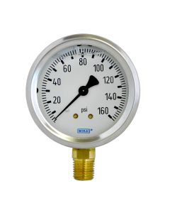 Dill Air Controls 0-160 P.S.I. LIQUID GAUGE BOTTOM MOUNT 1/4 NPT