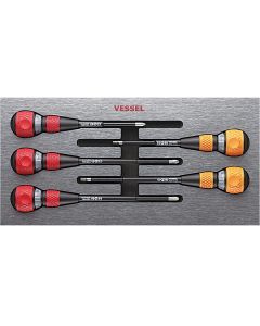 VES22005EVA image(0) - Vessel Tools 2200 Ball Ratchet Screwdriver 5pcs set in EVA FOAM