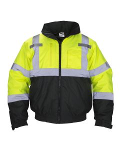 SAS690-1509 image(0) - SAS Safety Class-3 Hooded Reflective Yellow Bomber Jacket, Large