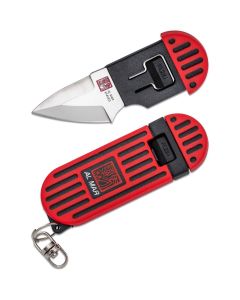 SUNAMK1001RBK image(0) - SUNEX Al Mar Stringer D2 Wedge Blade Keychain Knife in Giftable Box - Red/Black