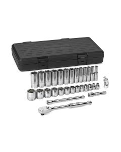 KDT80569 image(0) - 30 PC 3/8" DR 6 PT SAE STD & DEEP SOCKET SET