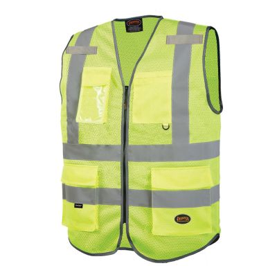 SRWV1024860U-M image(0) - Pioneer Pioneer - Mesh 9-Pocket Safety Vest - Hi-Vis Yellow/Green - Size Medium