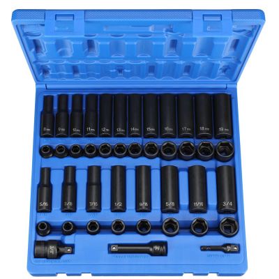 GRE1243RD image(0) - Grey Pneumatic 3/8" Drive 43 Piece Standard/Deep SAE/Metric Set