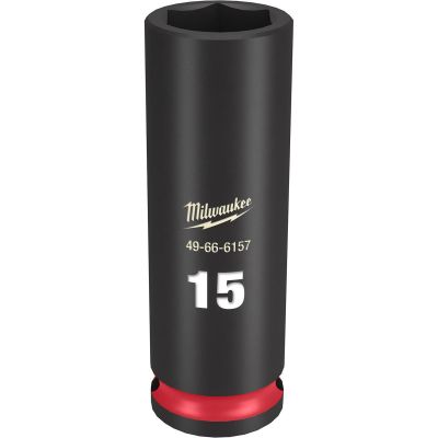 MLW49-66-6157 image(0) - Milwaukee Tool SHOCKWAVE Impact Duty  3/8"Drive 15MM Deep 6 Point Socket