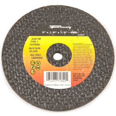 FOR71842 image(0) - Forney Industries Cut-Off Wheel, Metal, Type 1, 3 in x 1/8 in x 1/4 in