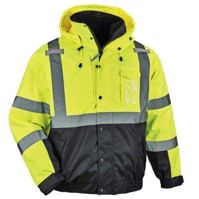 ERG25599 image(0) - Ergodyne 8381 5XL Lime Type R Class 3 3-in-1 Bomber Jacket