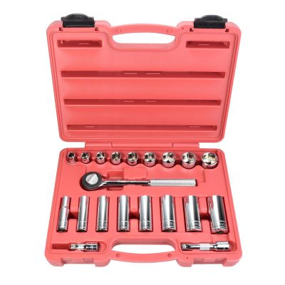 KTI22000 image(0) - K Tool International Socket Set 20 Piece SAE 3/8 in. Dr 6 pt