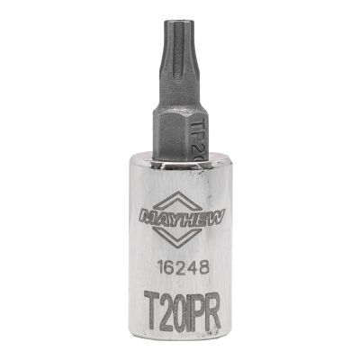 MAY16248 image(0) - Mayhew Mayhew T20IPR Tamper Torx Plus® Short Insert Socket Bit, 1/4-Inch Drive