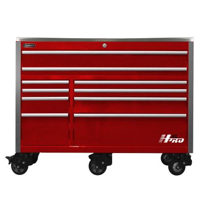 HOMHX04060113 image(0) - Homak Manufacturing 60 in. HXL 10-Drawer Roller Cabinet - Red