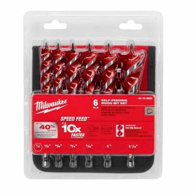 MLW48-13-0600 image(0) - Milwaukee Tool SPEED FEED Wood Bit 6-1/2" Set - 6 PC