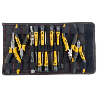 WIH45892 image(0) - Wiha Tools 26 Piece ESD Safe PicoFinish Precision Screwdrivers Pliers and Bits Set with Heavy Duty Velcro Pouch