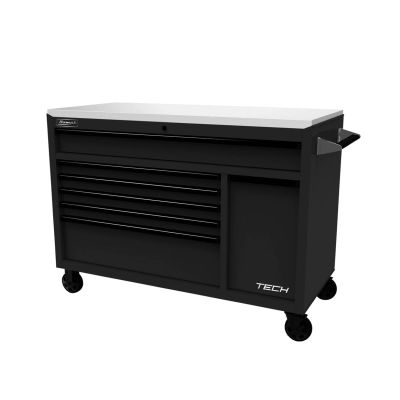 HOMBK04054070 image(0) - Homak Manufacturing Homak 54" TECH Workstation w/Power Tool Drawer and Stainless Steel Top, Black