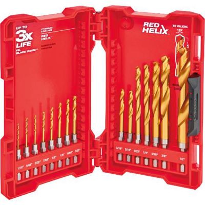 MLW48-89-4644 image(0) - Milwaukee Tool 4 PC SHOCKWAVE RED HELIX Titanium Drill Bit Set