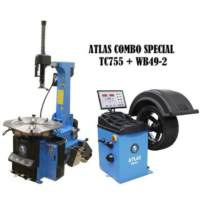 ATETCWB-COMBO3-FPD image(0) - Atlas Automotive Equipment Atlas Equipment TC755 Rim Clamp Tire Changer + WB49-2 Wheel Balancer Combo Package