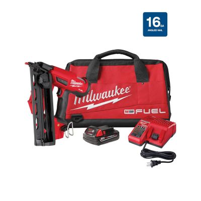 MLW2841-21CT image(0) - Milwaukee Tool M18 FUEL 16 Gauge Angled Finish Nailer Kit