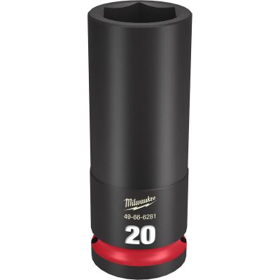 MLW49-66-6281 image(0) - Milwaukee Tool SHOCKWAVE Impact Duty  1/2"Drive 20MM Deep 6 Point Socket