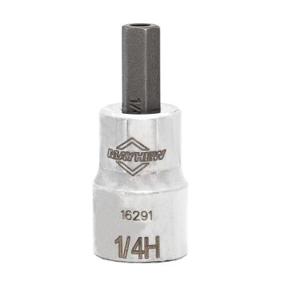 MAY16291 image(0) - Mayhew Mayhew 1/4-Inch Tamper SAE Hex Short Insert Socket Bit, 3/8-Inch Drive