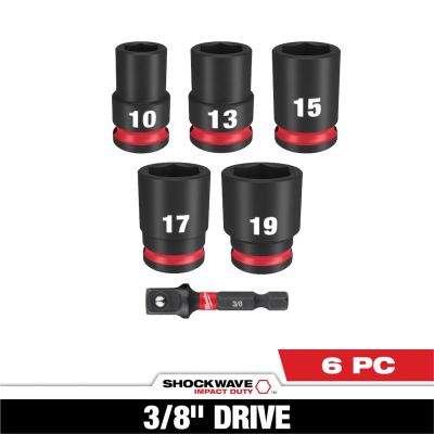 MLW49-66-7036 image(0) - Milwaukee Tool 6PC SHOCKWAVE Impact Duty 3/8" Drive Metric Standard Socket Set