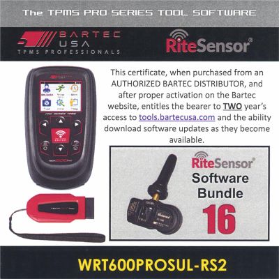 BATWRT600PROSULRS2E image(0) - Bartec USA 2 Year Software License for the Tech600PRO w/ 16 RITE-SENSORS