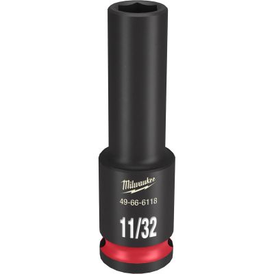 MLW49-66-6118 image(0) - Milwaukee Tool SHOCKWAVE Impact Duty  3/8"Drive 11/32" Deep 6 Point Socket