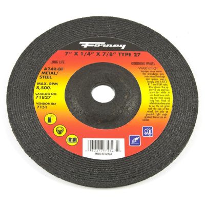 FOR71827 image(0) - Forney Industries Grinding Wheel, Metal, Type 27, 7 in x 1/4 in x 7/8 in