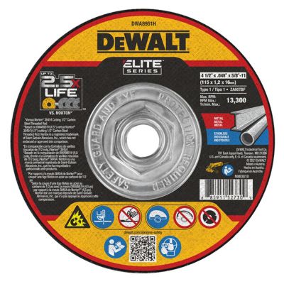 DWTDWA8951H image(0) - DeWalt DEWALT ABRASIVE WHEEL 4-1/2 x .045 x 5/8IN -11 XP T1 CUTTING