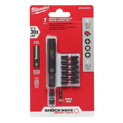 MLW48-32-4515 image(0) - Milwaukee Tool SHOCKWAVE Impact Magnetic Drive Guide Set - 7 PC