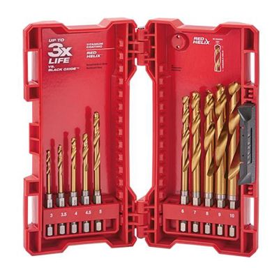 MLW48-89-4859 image(0) - Milwaukee Tool SHOCKWAVE Impact Duty RED HELIX Titanium Metric Drill Bit Set &hyphen; 10PC